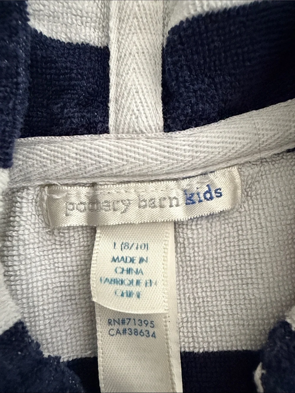 Pottery Barn Kids Navy and White Striped Hooded Pullover